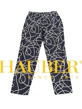 Vintage Hauber Navy White Rope Print High Waist Cotton Chino Pants (8)